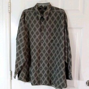 Bachrach Men's Black Geometric Print Long Sleeve Button Up Shirt XL